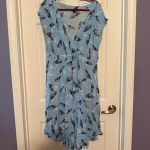 Torrid Light Blue Dress with feathers all over